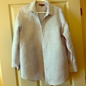 Banana Republic Light blue striped button top